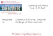 Presenters: Promoting Regulatory Excellence Getting the Most Out of CLEAR Deanna Williams, Ontario College of Pharmacists