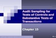 15 - 1 ©2006 Prentice Hall Business Publishing, Auditing 11/e, Arens/Beasley/Elder Audit Sampling for Tests of Controls and Substantive Tests of Transactions