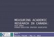 MEASURING ACADEMIC RESEARCH IN CANADA: ALEX USHER HIGHER EDUCATION STRATEGY ASSOCIATES IREG-7 Warsaw, Poland – May 17, 2013