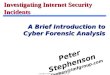 Copyright © 1998-1999 Sanda International Corp. Investigating Internet Security Incidents A Brief Introduction to Cyber Forensic Analysis Peter Stephenson