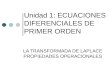 Unidad 1: ECUACIONES DIFERENCIALES DE PRIMER ORDEN LA TRANSFORMADA DE LAPLACE PROPIEDADES OPERACIONALES
