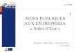 AIDES PUBLIQUES AUX ENTREPRISES « Aides dEtat » Formation « Aides dEtat â€“ Check list CICC » 07 mai 2013