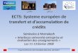 مكناسمراكش Projet TEMPUS SM_SCM-M012B06-2006 (MA) RE-FORM ECTS: Systeme européen de transfert et daccumulation de crédits Séminaire à Marrakech « Interfaces