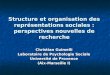 Structure et organisation des représentations sociales : perspectives nouvelles de recherche Christian Guimelli Christian Guimelli Laboratoire de Psychologie