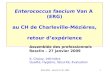 Bilan ERG - Resclin 27-01-20091 Enterococcus faecium Van A (ERG) au CH de Charleville-Mézières, retour dexpérience Assemblée des professionnels Resclin