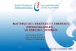 MAITRISE DE LENERGIE ET ENERGIES RENOUVELABLES : LE DEFI DE LAFRIQUE UPDEA/Tunis 15-17 octobre 2008 Mohieddine MEJRI Chef de Département Études Énergétiques