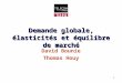 1 Demande globale, élasticités et équilibre de marché David Bounie Thomas Houy