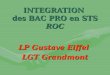 INTEGRATION des BAC PRO en STS ROC LP Gustave Eiffel LGT Grandmont