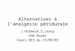 Alternatives à lanalgésie péridurale J.Golmard,S.Leroy CHU Rouen Cours DES du 15/05/07