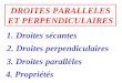 1. Droites sécantes 2. Droites perpendiculaires 3. Droites parallèles 4. Propriétés DROITES PARALLELES ET PERPENDICULAIRES