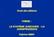Droit des affaires THˆME : LE SYSTˆME JUDICIAIRE - LA JURISPRUDENCE Fabrice BIEN