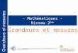 Grandeurs et mesures - Mathématiques - Niveau 3 ème © Tous droits réservés 2012 Remerciements à Mesdames Fatima Estevens et Blandine Bourlet, professeures
