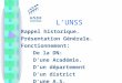LUNSS Rappel historique. Présentation Générale. Fonctionnement: De la DN: Dune Académie. Dun département Dun district Dune A.S