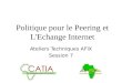 Politique pour le Peering et L'Echange Internet Ateliers Techniques AFIX Session 7