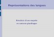 Représentations des langues Résultats d'une enquête en contexte plurilingue