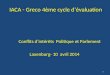 1 IACA - Greco 4ème cycle dévaluation Conflits dintérêts Politique et Parlement Laxenburg- 10 avril 2014