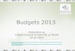 Budgets 2013 Présentation au Conseil municipal de Saint Pée sur Nivelle 29 avril 2013