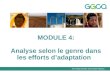 The Global Gender and Climate Alliance MODULE 4: Analyse selon le genre dans les efforts dadaptation