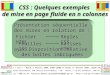 CSS : Quelques exemples de mise en page fluide en n colonnes Présentation séquentielle des mises en relation de : avec Disposition relative des boîtes