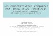 Les compétitivités comparées PSA, Renault,VW, 1990-2011 Origines des différences et choix stratégiques à faire Freyssenet Michel CNRS Paris, GERPISA Cinquième