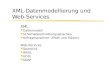 XML-Datenmodellierung und Web-Services XML Datenmodell Schemabeschreibungssprachen Anfragesprachen: XPath und XQuery Web-Services Überblick WSDL UDDI SOAP