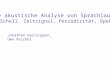 Die akustische Analyse von Sprachlauten 1. Schall, Zeitsignal, Periodizität, Spektrum Jonathan Harrington, Uwe Reichel