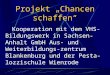 Projekt Chancen schaffen Kooperation mit dem VHS- Bildungswerk in Sachsen- Anhalt GmbH Aus- und Weiterbildungs- zentrum Blankenburg und der Pesta- lozzischule