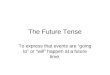 The Future Tense To express that events are “going to” or “will” happen at a future time