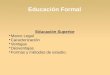Educación Formal Educación Superior Marco Legal Caracterización Ventajas Desventajas Formas y métodos de estudio