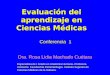 Evaluación del aprendizaje en Ciencias Médicas Dra. Rosa Lidia Machado Cuétara Conferencia 1 Especialista de I Grado en Anatomía Humana. Profesora Asistente