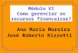 Módulo VI Como gerenciar os recursos financeiros? Ana Maria Moreira José Roberto Rizzotti