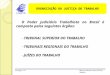 ORGANIZAÇÃO DA JUSTIÇA DO TRABALHO O Poder Judiciário Trabalhista no Brasil é composto pelos seguintes órgãos: -TRIBUNAL SUPERIOR DO TRABALHO -TRIBUNAIS