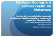 Módulo: Ecologia e Conservação da Natureza Noções de comunidade; sucessão ecológica; biodiversidade e riqueza de espécies; biogeografia. Prof. Dr. Dakir