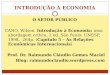INTRODUÇÃO À ECONOMIA O SETOR PÚBLICO CANO, Wilson. Introdução à Economia: uma abordagem crítica. 2 ed. São Paulo: UNESP, 1998. 264p. (Capítulo 5 – As