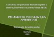 Conselho Empresarial Brasileiro para o Desenvolvimento Sustentável (CEBDS) PAGAMENTO POR SERVIÇOS AMBIENTAIS Deputado Arnaldo Jardim São Paulo 2013 2013