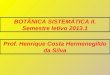 Prof. Henrique Costa Hermenegildo da Silva BOTÂNICA SISTEMÁTICA II. Semestre letivo 2013.1