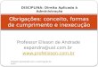 Professor Elisson de Andrade eapandra@uol.com.br  Obrigações: conceito, formas de cumprimento e inexecução Proibida reprodução sem