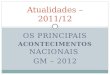 OS PRINCIPAIS ACONTECIMENTOS NACIONAIS GM – 2012 Atualidades – 2011/12