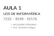 AULA 1 LEIS DE INFORMÁTICA 7232 – 8248 - 10176 FACULDADE PITÁGORAS Prof. Humberto Magno