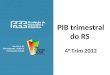 Secretaria de Planejamento, Gestão e Participação Cidadã PIB trimestral do RS 4° Trim 2012