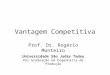 Vantagem Competitiva Prof. Dr. Rogério Monteiro Universidade São Judas Tadeu Pós Graduação em Engenharia de Produção