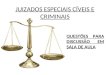 JUIZADOS ESPECIAIS CÍVEIS E CRIMINAIS QUESTÕES PARA DISCUSSÃO EM SALA DE AULA