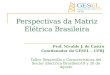 Perspectivas da Matriz Elétrica Brasileira Prof. Nivalde J. de Castro Coordenador do GESEL – UFRJ Taller Desarrollo y Características del Sector Eléctrico