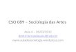CSO 089 – Sociologia das Artes Aula 4 – 26/03/2012 dmitri.fernandes@ufjf.edu.br 
