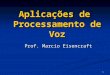 1 Aplicações de Processamento de Voz Prof. Marcio Eisencraft