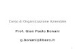 1 Corso di Organizzazione Aziendale Prof. Gian Paolo Bonani g.bonani@libero.it