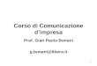 1 Corso di Comunicazione dimpresa Prof. Gian Paolo Bonani g.bonani@libero.it