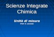 Scienze Integrate Chimica Unità di misura Prof. S. Leccese