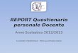 REPORT Questionario personale Docente Anno Scolastico 2012/2013 FunZIONE STRUMENTALE: PROF.ssa ROSARIA RIZZO