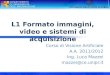L1 Formato immagini, video e sistemi di acquisizione Corso di Visione Artificiale A.A. 2011/2012 Ing. Luca Mazzei mazzei@ce.unipr.it